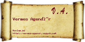 Vermes Agenór névjegykártya